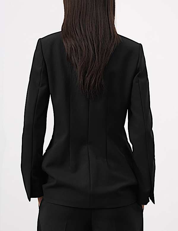 Collarless Longline Blazer with Wool - UA