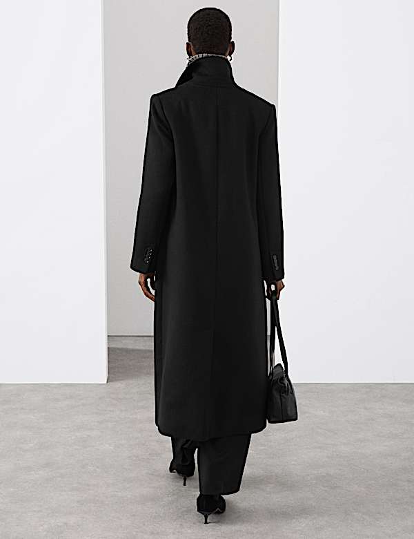 מעיל מחויט בגזרה ארוכה מתערובת צמר - IL