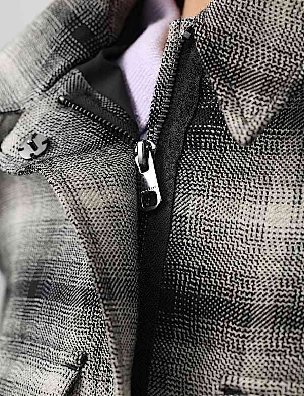 Veste courte 100 % laine &agrave; carreaux - CA