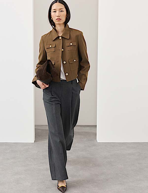 Kort jasje van katoenmix en keperstof - BE