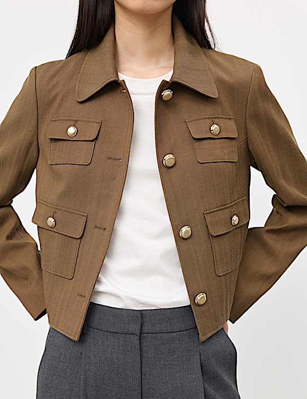 Kort jasje van katoenmix en keperstof - BE