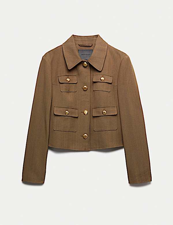 Kort jasje van katoenmix en keperstof - BE