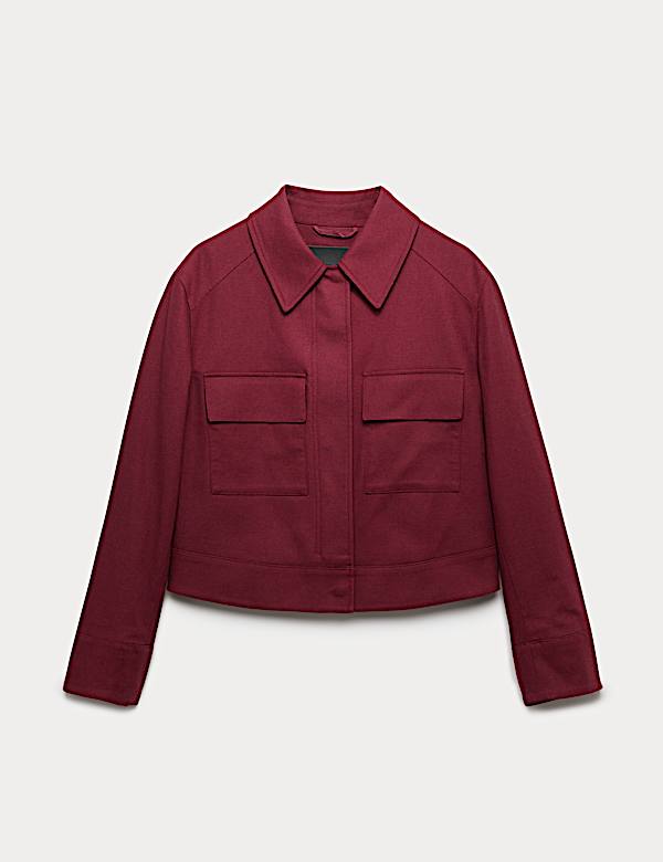Linen Blend Cropped Utility Jacket - LV