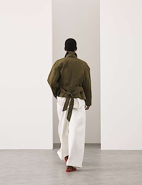 Belted Cropped Trench Coat - JE