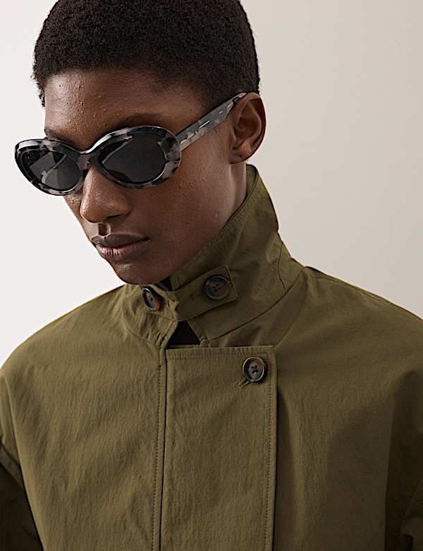 Belted Cropped Trench Coat - JE