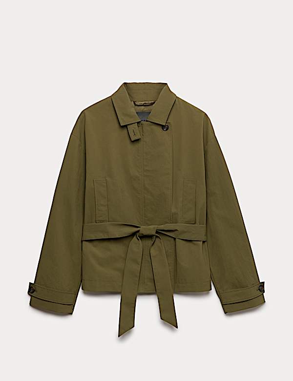 Belted Cropped Trench Coat - JE