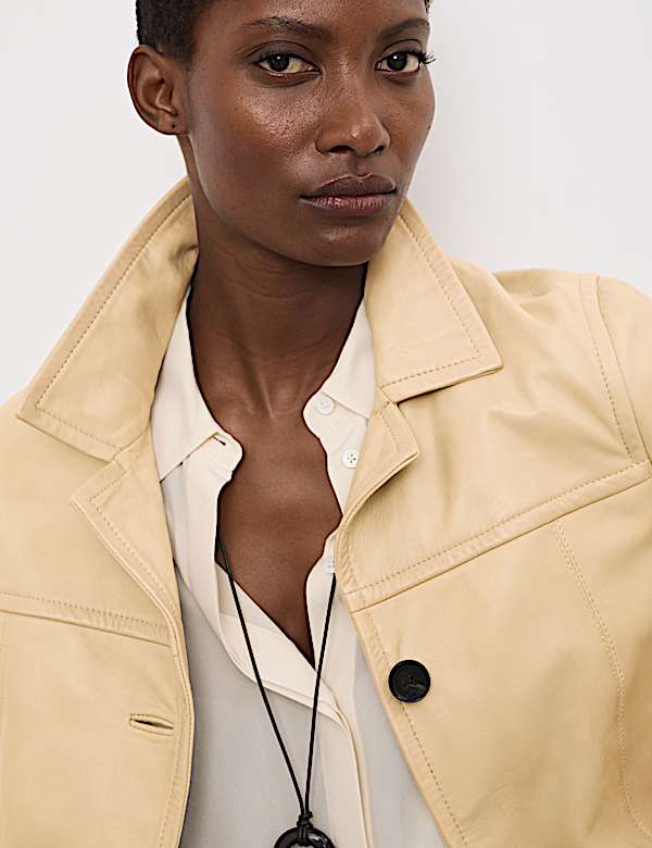 Leather Revere Collar Jacket - LU