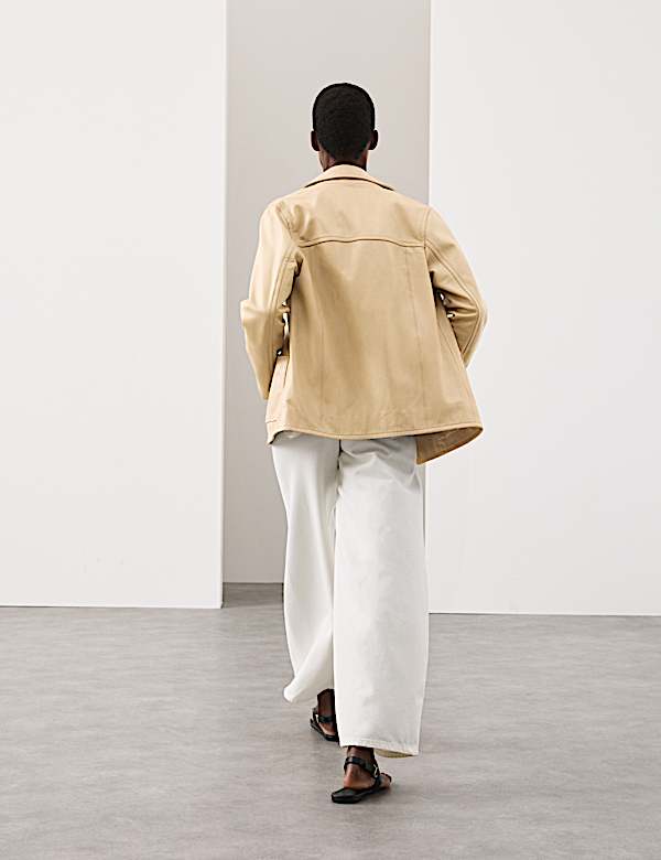 Leather Revere Collar Jacket - LU