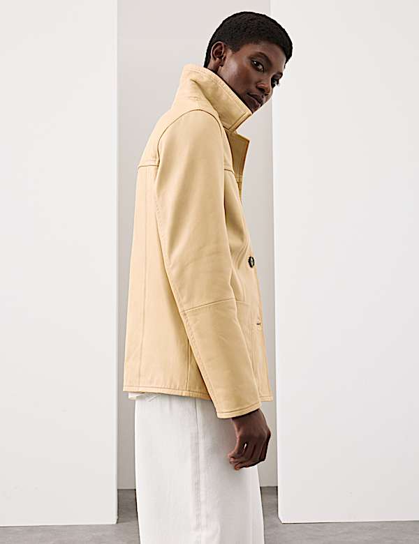 Leather Revere Collar Jacket - LU