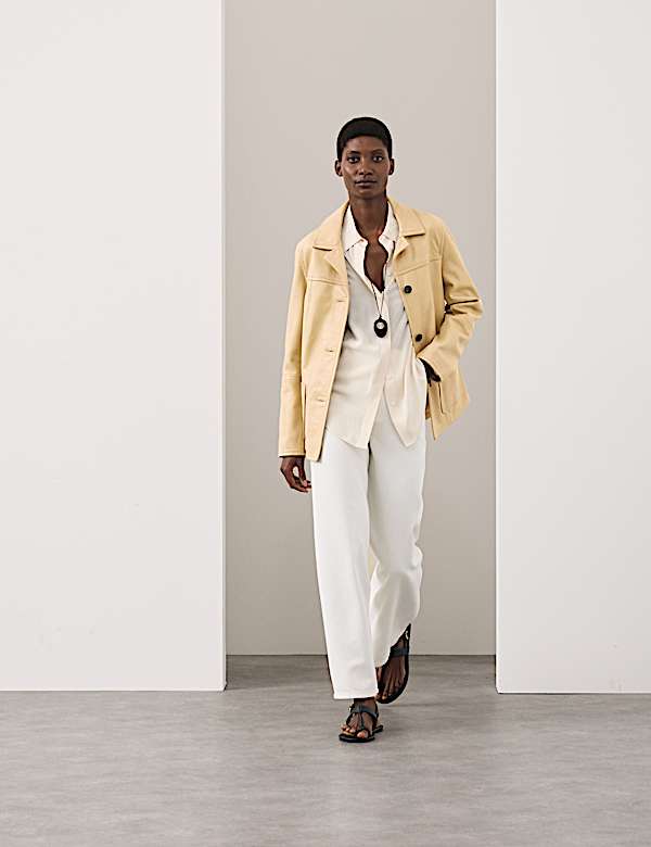 Leather Revere Collar Jacket - LU