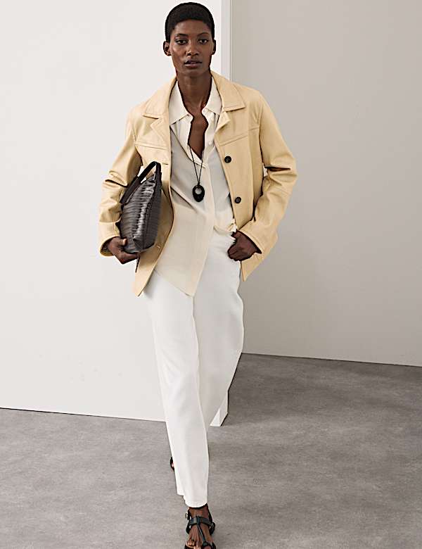 Leather Revere Collar Jacket - LU