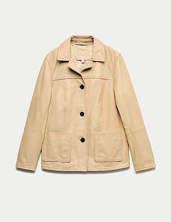 Leather Revere Collar Jacket - LU