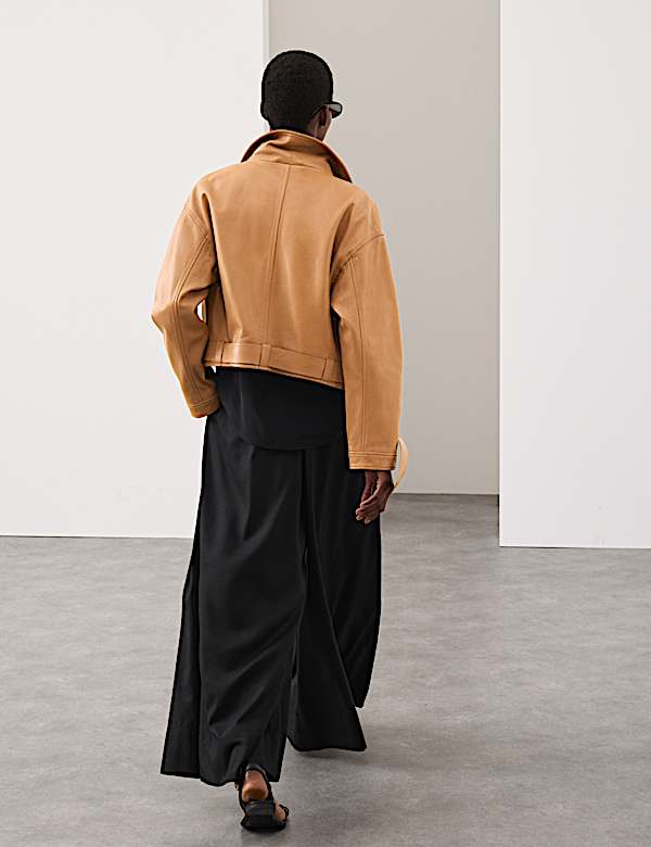 Leather Belted Biker Jacket - RS