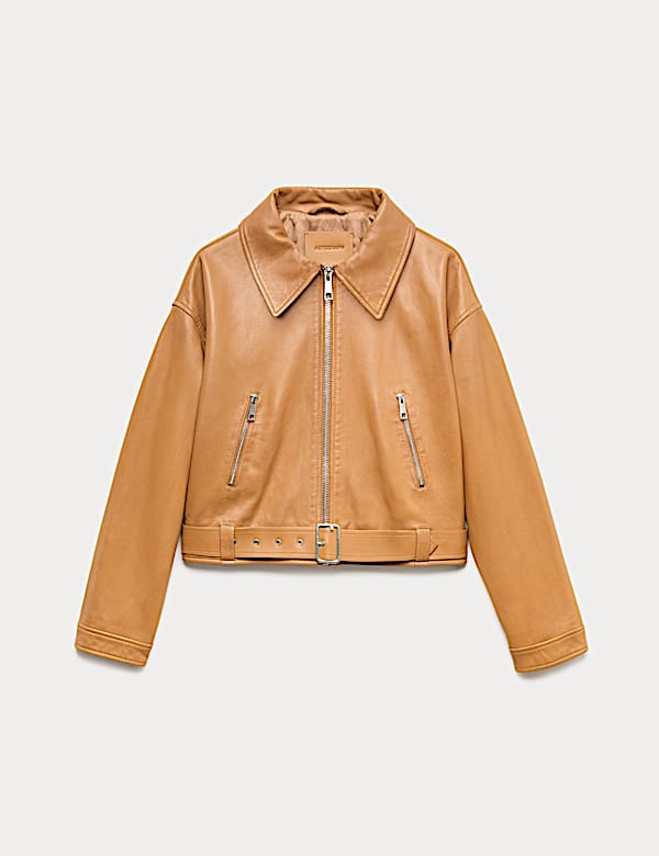 Leather Belted Biker Jacket - RS