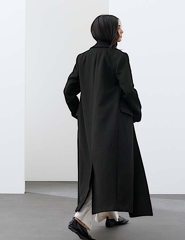 Wool Blend Single Breasted Tailored Coat - KR