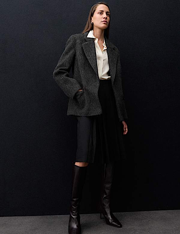 Wool Rich Brushed Tailored Jacket - US