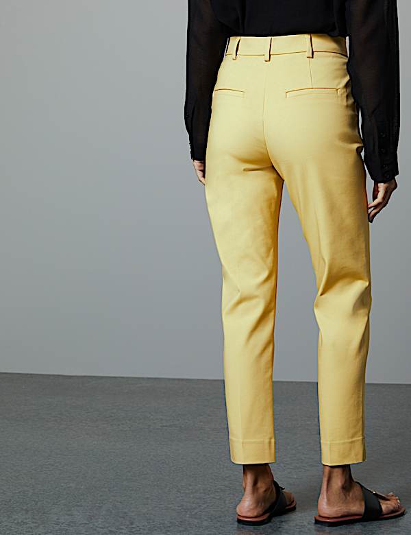 Cotton Rich Slim Leg Ankle Grazer Trousers