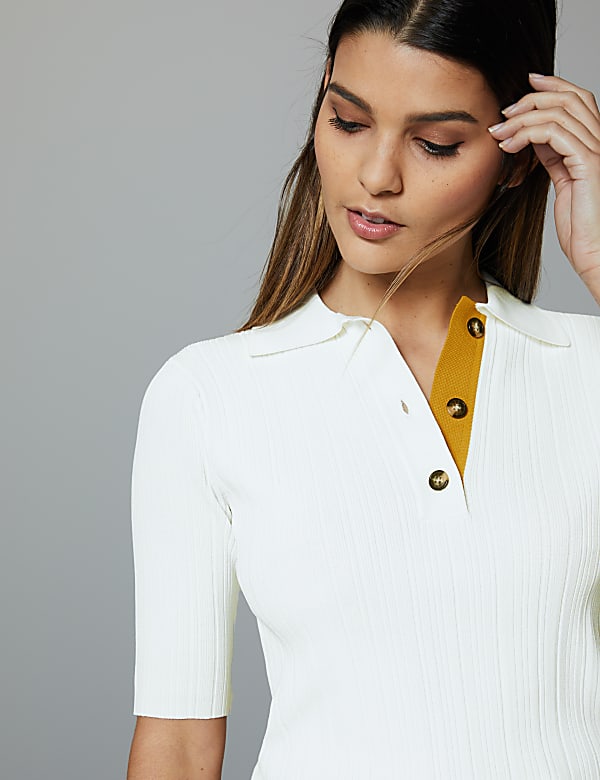 Ribbed Short Sleeve Knitted Top