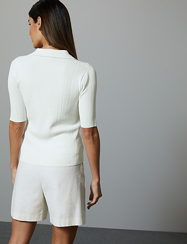 Ribbed Short Sleeve Knitted Top