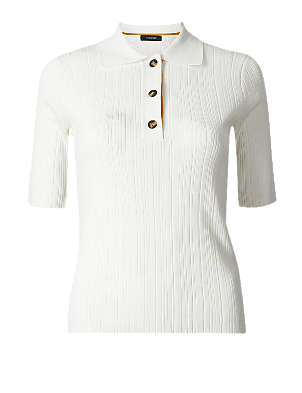 Ribbed Short Sleeve Knitted Top
