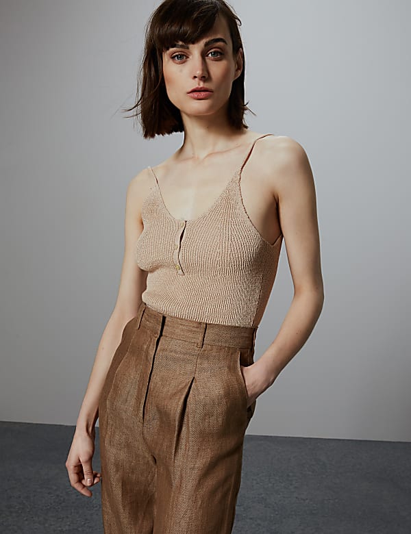 Linen Blend Textured Knitted Top