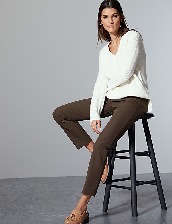 Cotton Slim Fit Ankle Grazer Trousers