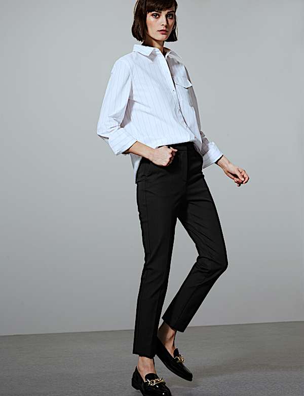 Cotton Slim Fit Ankle Grazer Trousers