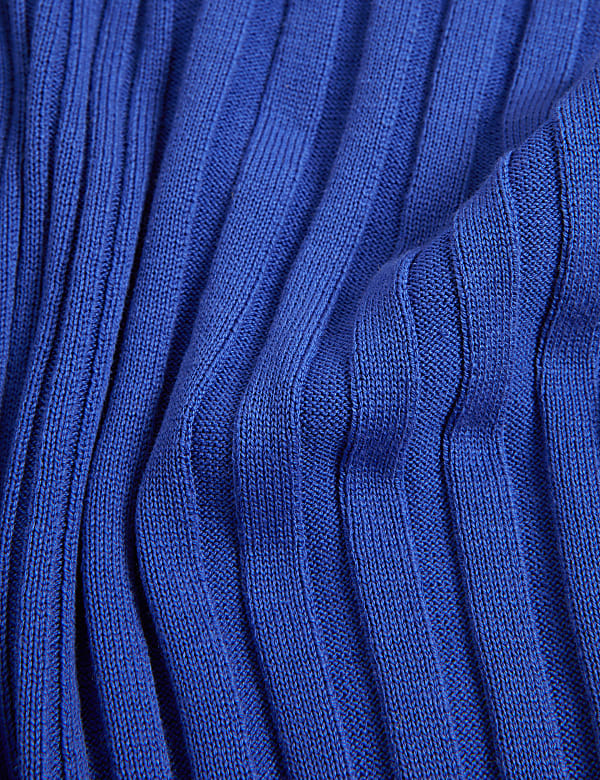 Silk Blend Ribbed V-Neck Jumper