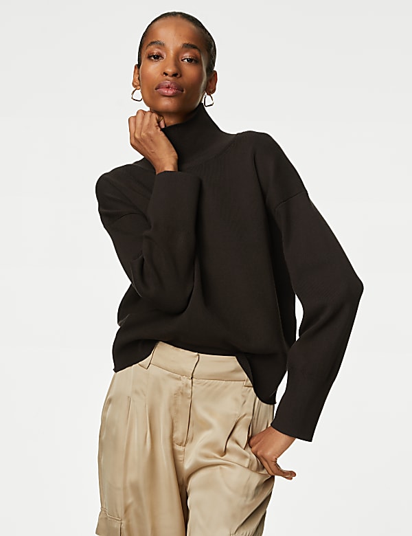 Funnel Neck Jumper DARK BROWN Jumpers M S CA