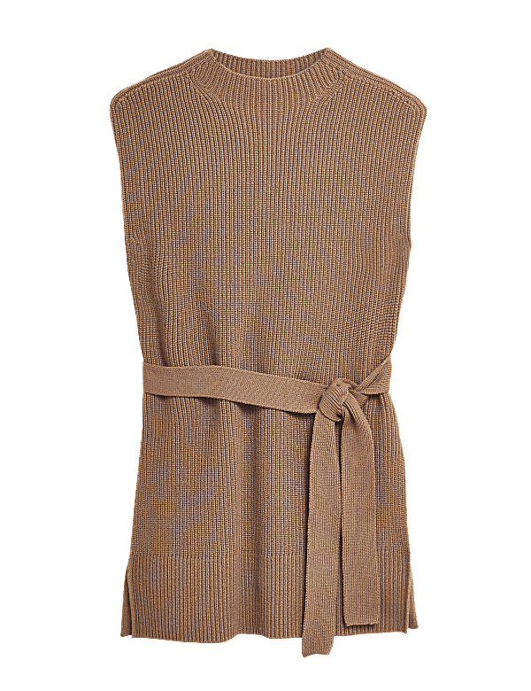 Funnel Neck Knitted Vest with Cashmere