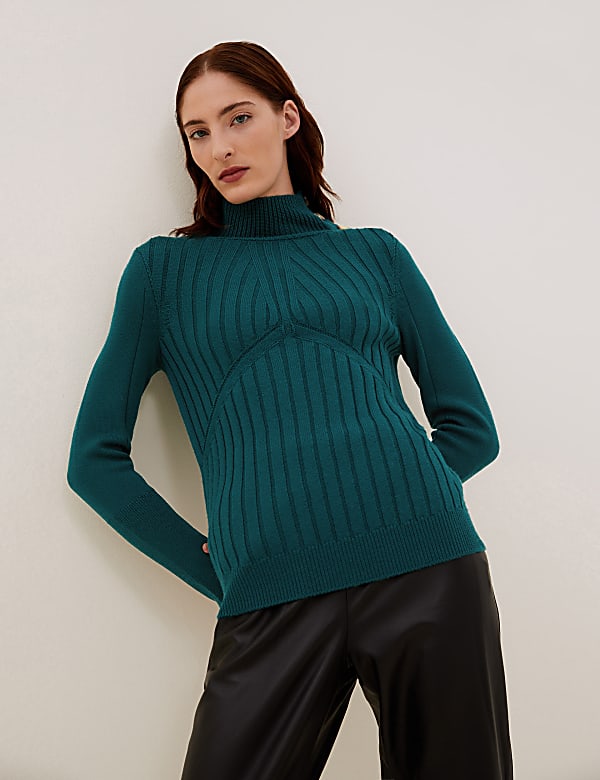 Pure Merino Wool Funnel Neck Jumper