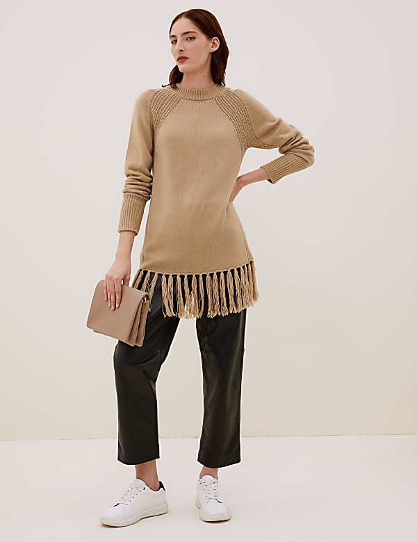 Fringed Longline Jumper with Wool