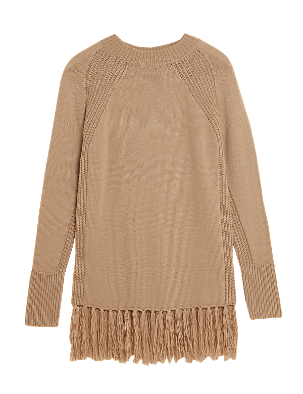 Fringed Longline Jumper with Wool
