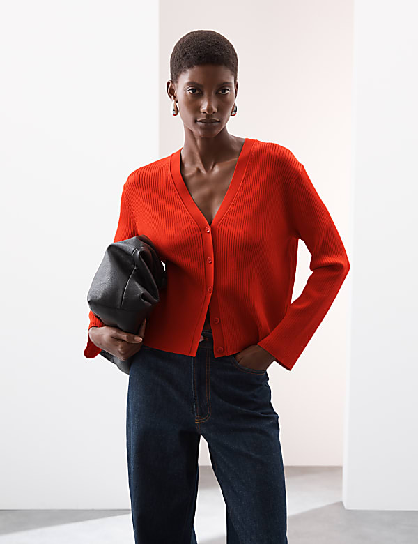 Textured Button Front Cardigan