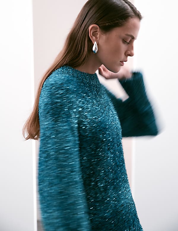 Jersey de escote cerrado con espumillón - US