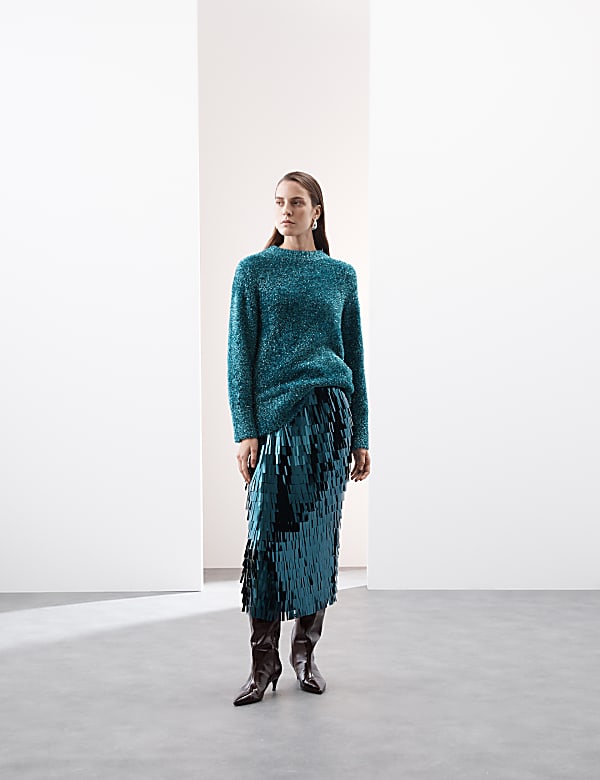 Jersey de escote cerrado con espumillón - US