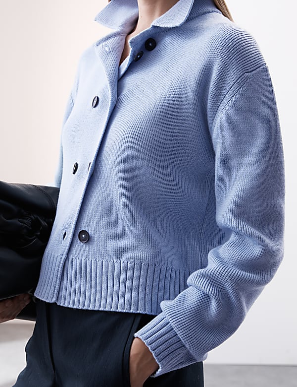 Gebreid kort jasje van zuivere merinowol - BE