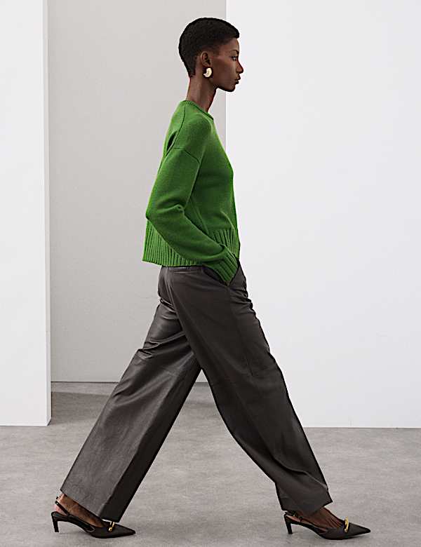 Pure Merino Wool Ribbed Crew Neck Jumper - NZ