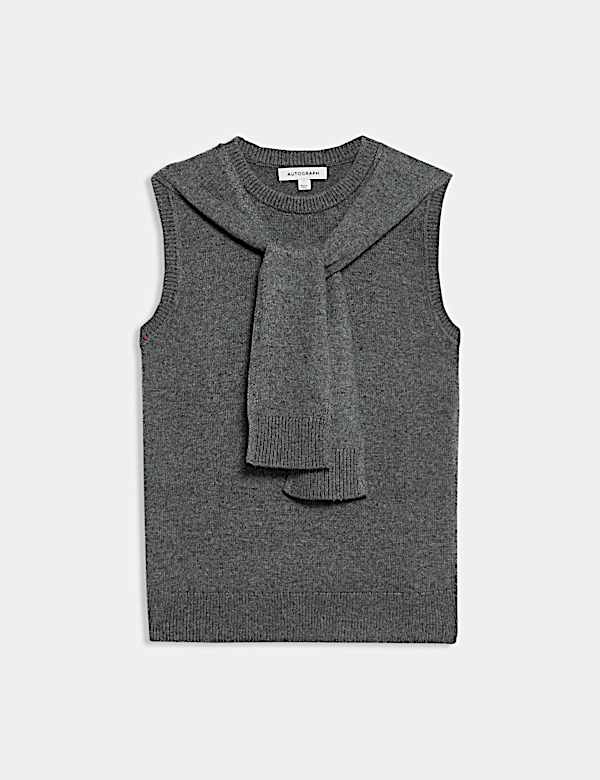 גופיית סריג עשירה בצמר מרינו עם קשירה בחזית - IL