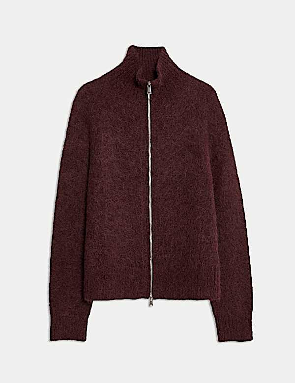 סוודר עשיר בצמר אלפקה עם רוכסן - IL