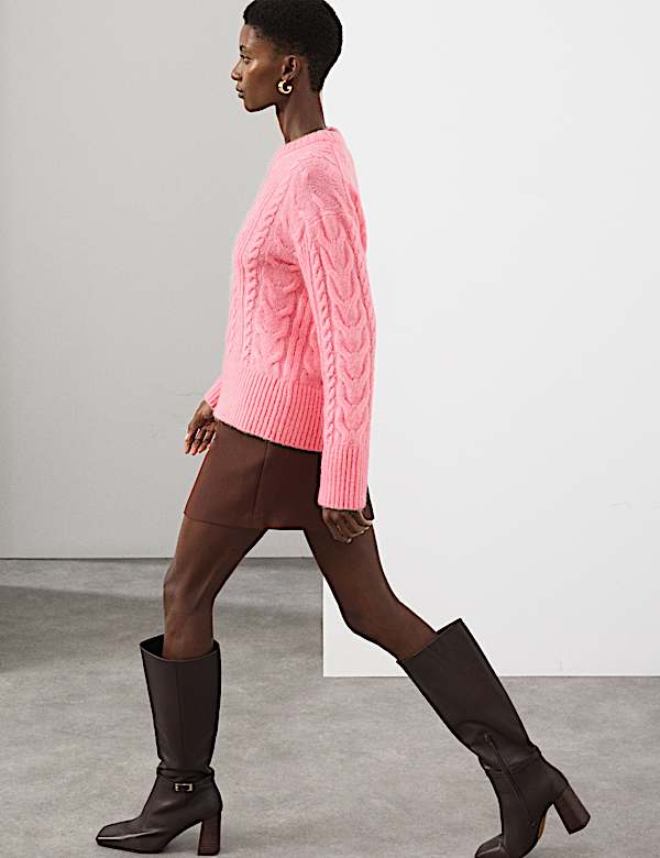 Cable Knit Jumper With Mohair - IT