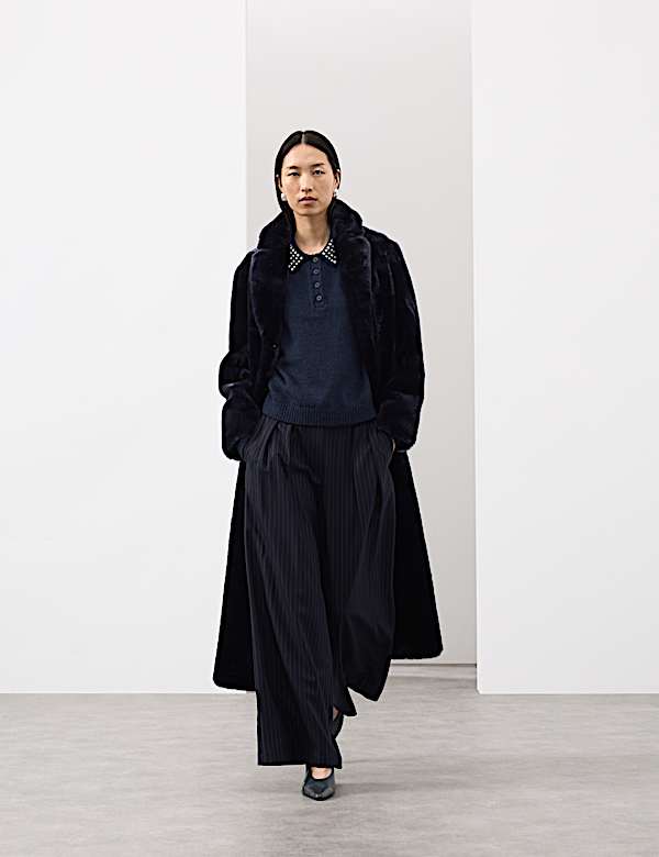 Embellished Polo Jumper with Wool