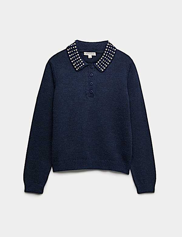 Embellished Polo Jumper with Wool - GR