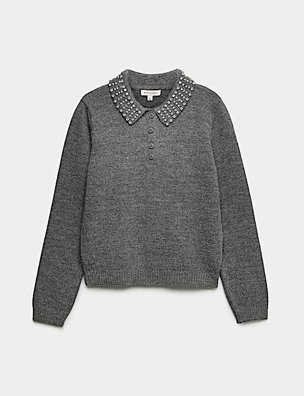 Embellished Polo Jumper with Wool - PT