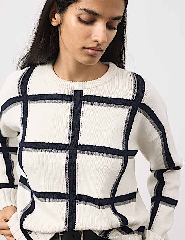 Pure Merino Wool Checked Jumper - JP