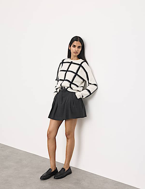 Pure Merino Wool Checked Jumper - JP