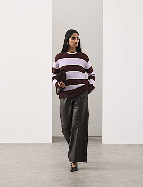 Geruwde, gestreepte trui met alpacawol - NL