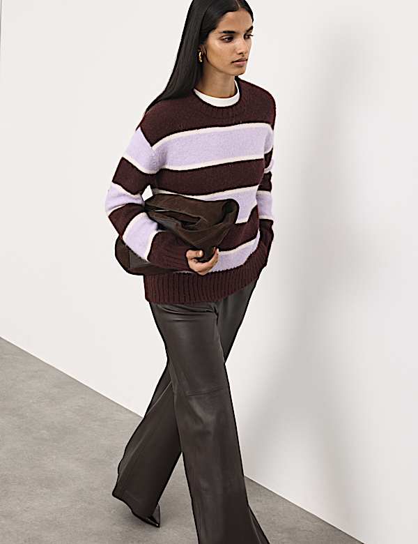 Geruwde, gestreepte trui met alpacawol - NL