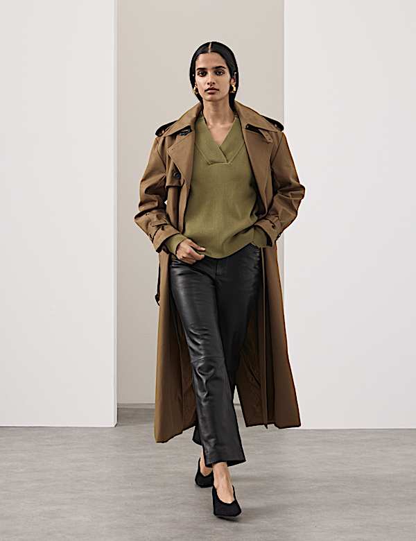 Ribbed Cropped V-Neck Jumper - FR