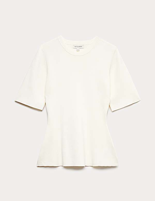 סריג פפלום עם צווארון עגול - IL